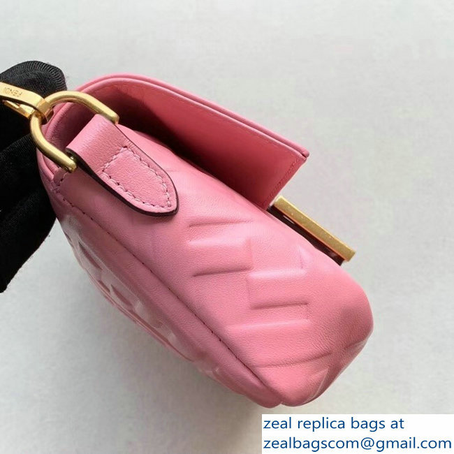 Fendi All-Over FF Motif Leather Mini Baguette Bag Pink 2019 - Click Image to Close