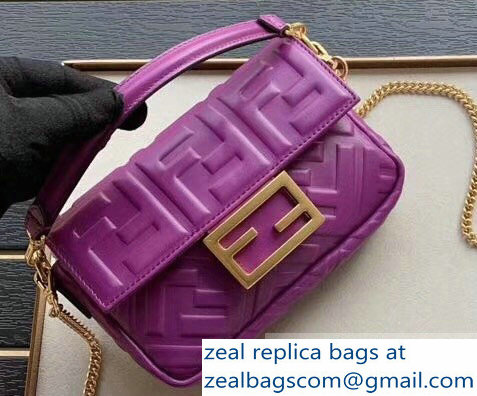 Fendi All-Over FF Motif Leather Mini Baguette Bag Purple 2019