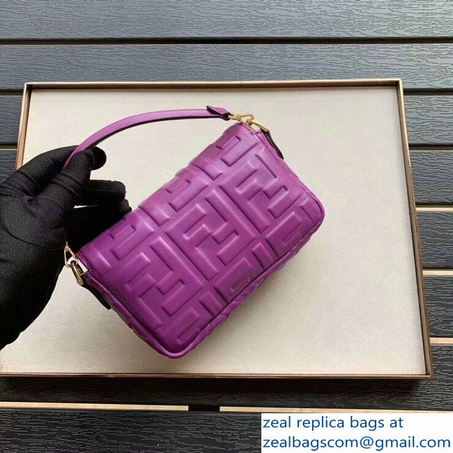 Fendi All-Over FF Motif Leather Mini Baguette Bag Purple 2019 - Click Image to Close