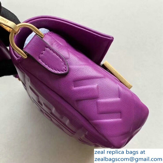 Fendi All-Over FF Motif Leather Mini Baguette Bag Purple 2019 - Click Image to Close