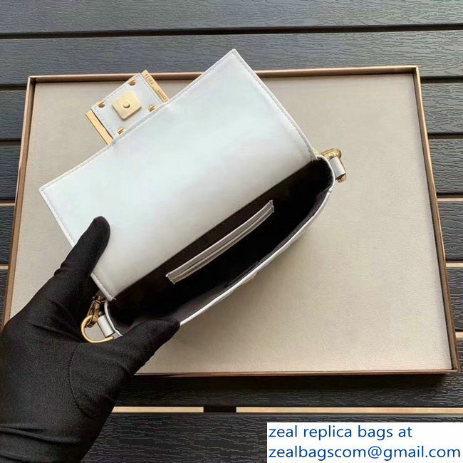 Fendi All-Over FF Motif Leather Mini Baguette Bag White 2019