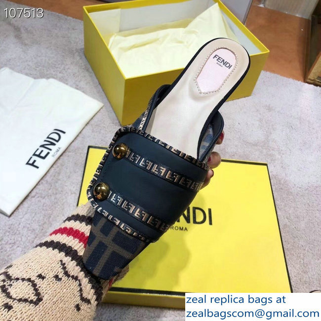 Fendi FF Fabric Sabots Slippers Black 2019 - Click Image to Close