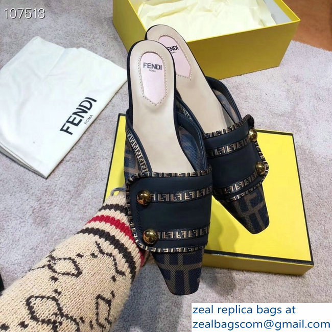 Fendi FF Fabric Sabots Slippers Black 2019 - Click Image to Close