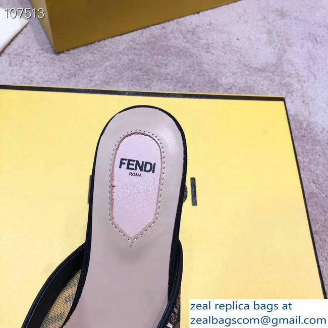 Fendi FF Fabric Sabots Slippers Black 2019 - Click Image to Close