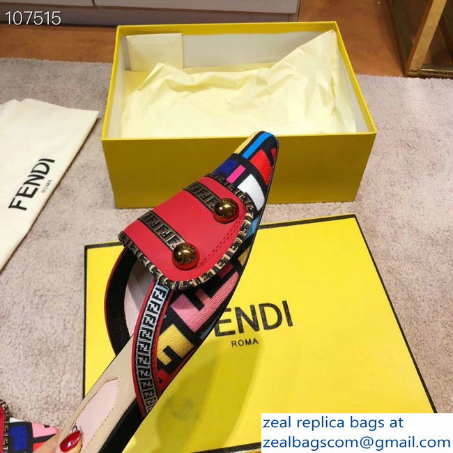 Fendi FF Fabric Sabots Slippers Red 2019 - Click Image to Close