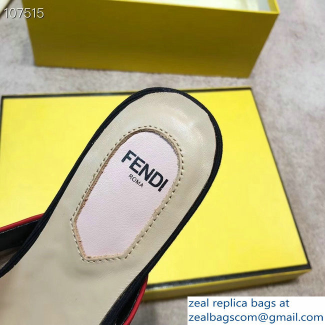 Fendi FF Fabric Sabots Slippers Red 2019