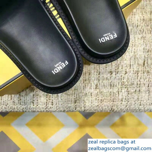 Fendi FF Logo Canvas Slides White 2019