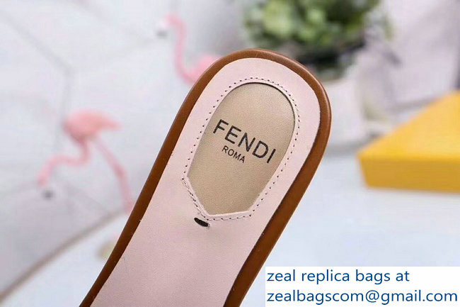 Fendi Heel 3.5cm Square-Toe Multicolour FF Logo Slides Brown 2019