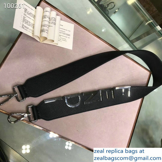 Fendi Leather Long Shoulder Strap You Black/Silver Logo - Click Image to Close