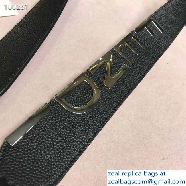 Fendi Leather Long Shoulder Strap You Black/Silver Logo - Click Image to Close