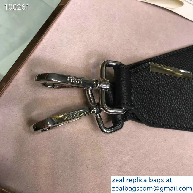 Fendi Leather Long Shoulder Strap You Black/Silver Logo - Click Image to Close