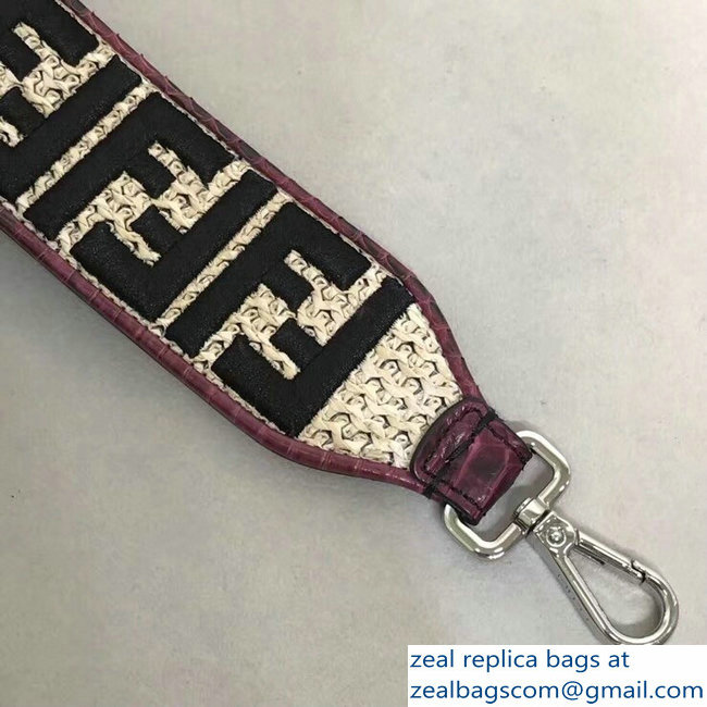 Fendi Leather Long Shoulder Strap You Braided FF Logo