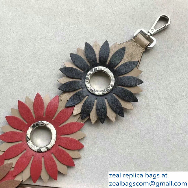 Fendi Leather Long Shoulder Strap You Daisy Flowers Multicolor