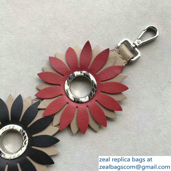 Fendi Leather Long Shoulder Strap You Daisy Flowers Multicolor