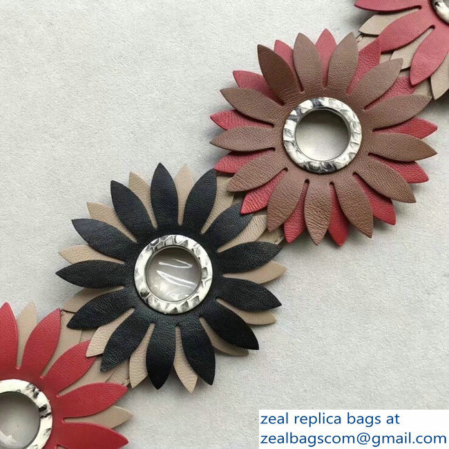 Fendi Leather Long Shoulder Strap You Daisy Flowers Multicolor