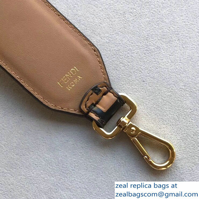 Fendi Leather Long Shoulder Strap You FF Logo Brown