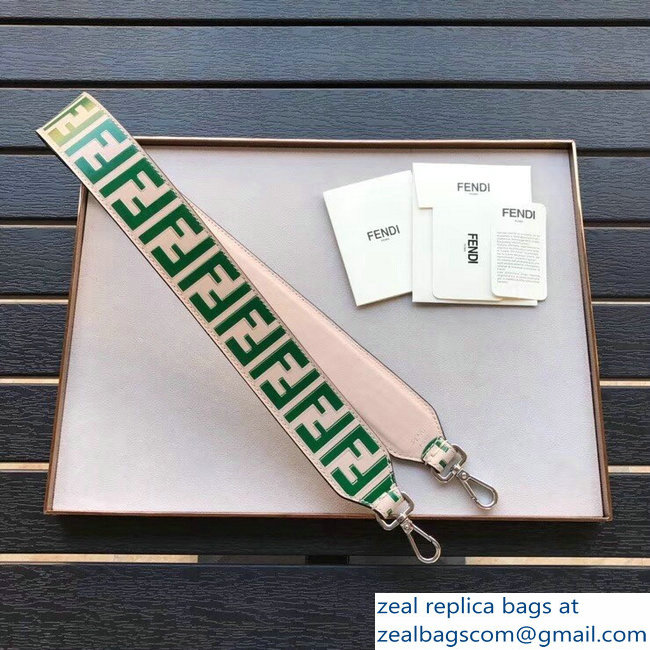 Fendi Leather Long Shoulder Strap You FF Logo Green