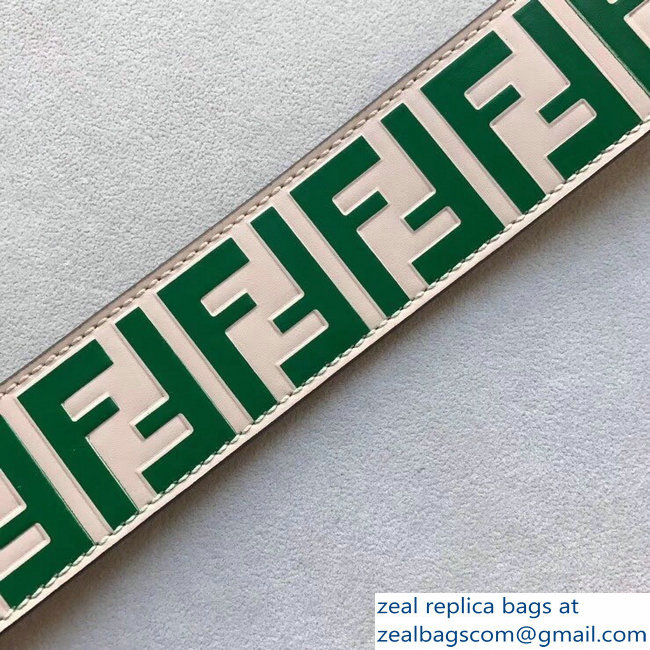 Fendi Leather Long Shoulder Strap You FF Logo Green