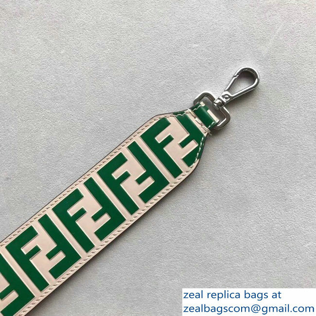 Fendi Leather Long Shoulder Strap You FF Logo Green