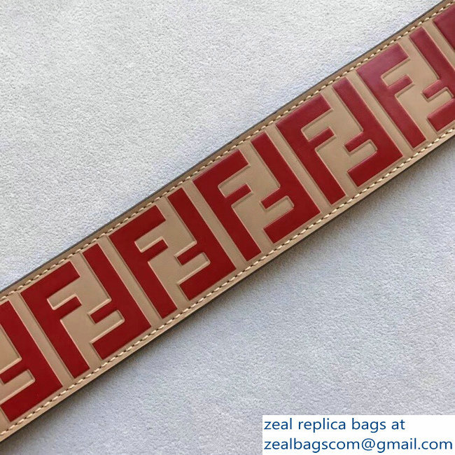 Fendi Leather Long Shoulder Strap You FF Logo Red