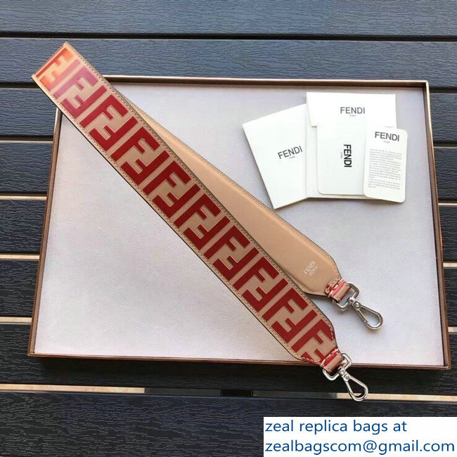 Fendi Leather Long Shoulder Strap You FF Logo Red