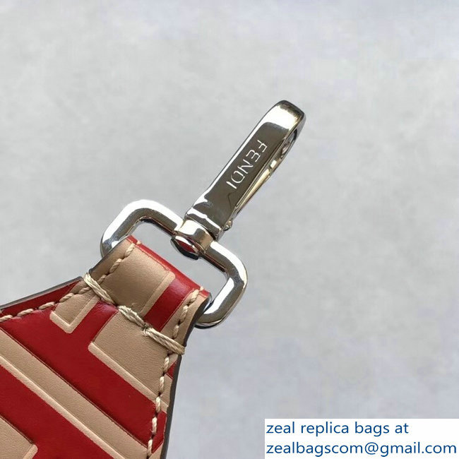 Fendi Leather Long Shoulder Strap You FF Logo Red
