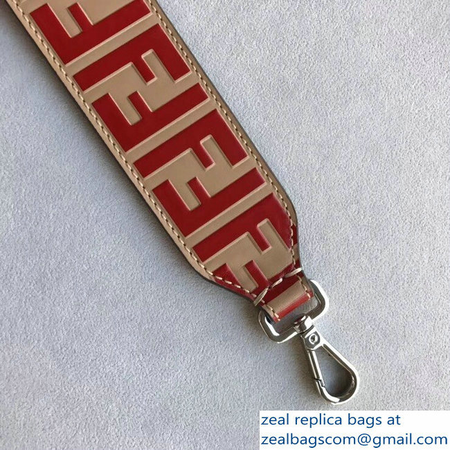 Fendi Leather Long Shoulder Strap You FF Logo Red
