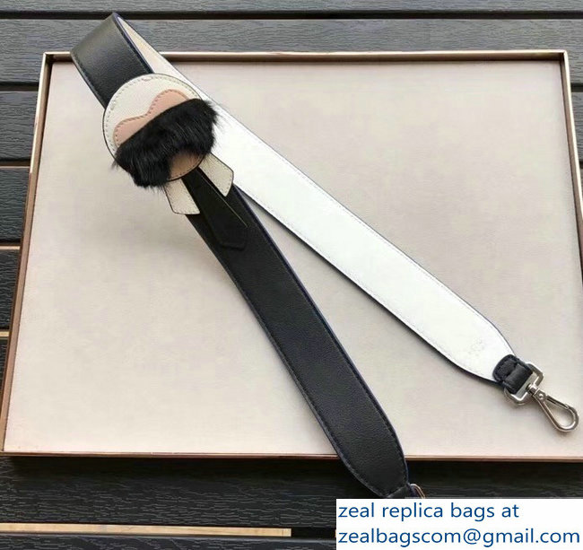 Fendi Leather Long Shoulder Strap You Karlito Black/White