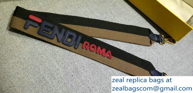 Fendi Leather Long Shoulder Strap You Mania Logo Black/Brown