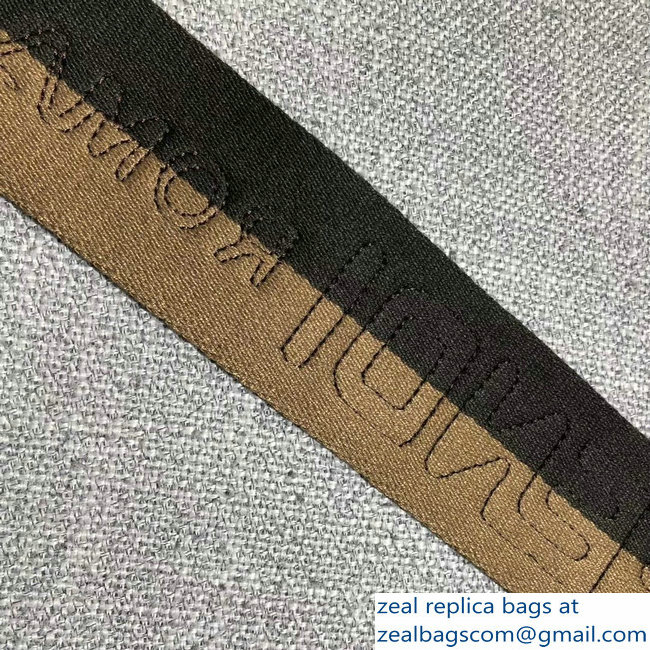 Fendi Leather Long Shoulder Strap You Mania Logo Black/Brown - Click Image to Close