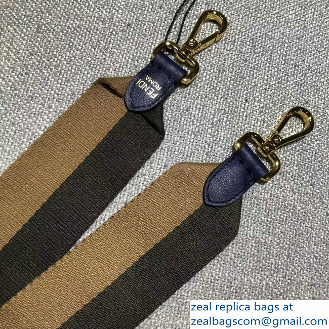 Fendi Leather Long Shoulder Strap You Mania Logo Black/Brown - Click Image to Close