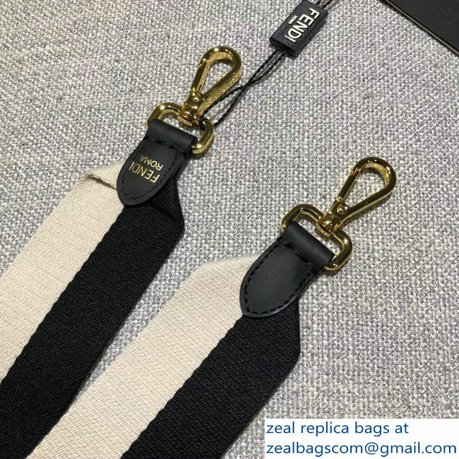 Fendi Leather Long Shoulder Strap You Mania Logo Black/White