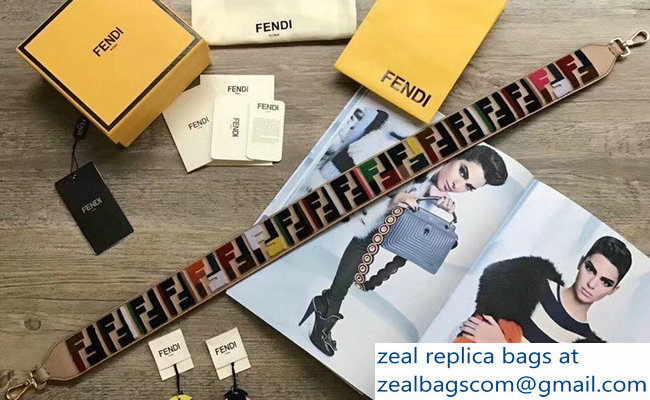 Fendi Leather Long Shoulder Strap You Multicolor FF Logo