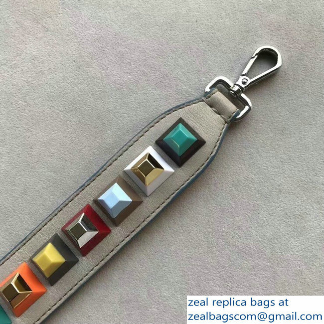 Fendi Leather Long Shoulder Strap You Multicolor Studs Beige - Click Image to Close