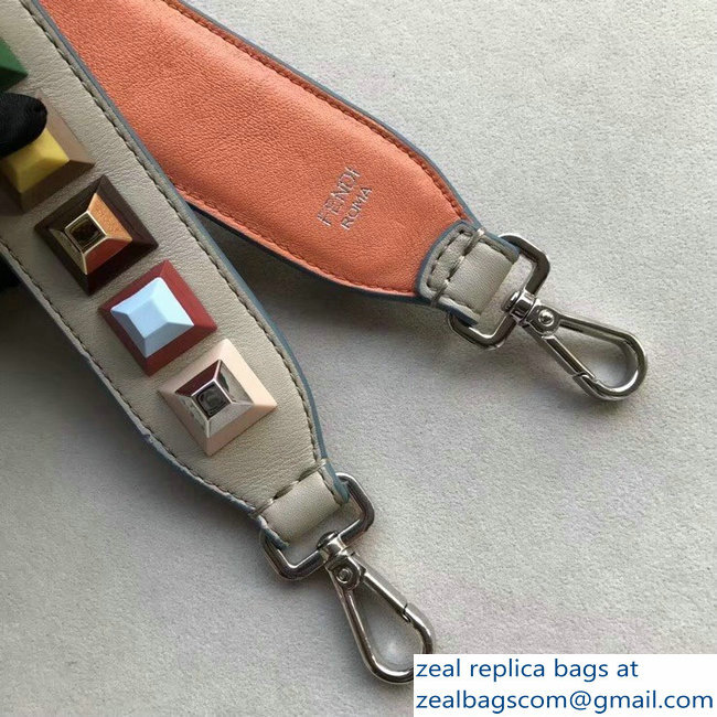 Fendi Leather Long Shoulder Strap You Multicolor Studs Beige - Click Image to Close