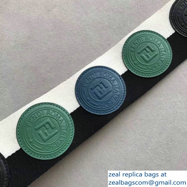 Fendi Leather Long Shoulder Strap You Stamp Patch Black/White
