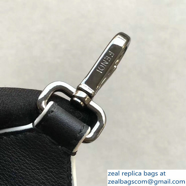 Fendi Leather Long Shoulder Strap You Studded Logo Black - Click Image to Close