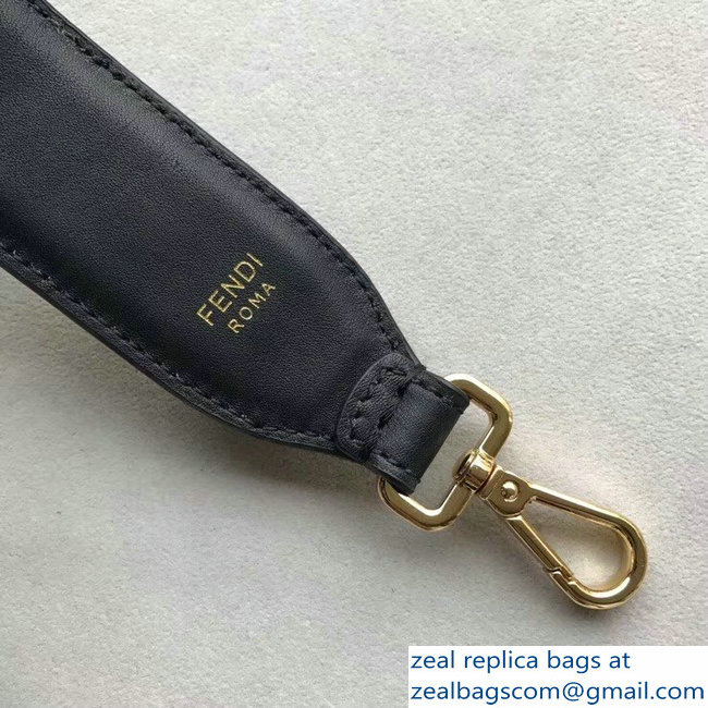 Fendi Leather Long Shoulder Strap You Studs Black/Gold