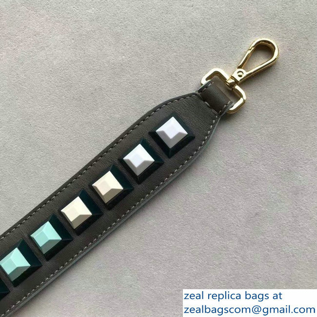 Fendi Leather Long Shoulder Strap You Studs Etoupe/Burgundy