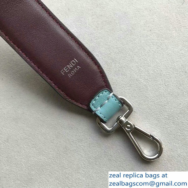 Fendi Leather Long Shoulder Strap You Studs Turquoise