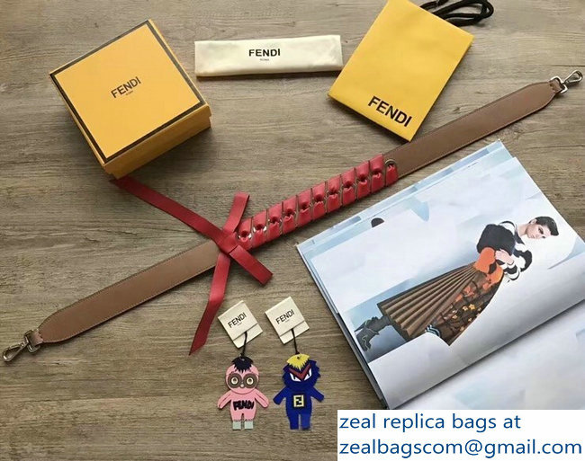 Fendi Leather Long Shoulder Strap You Threading Bow Brown