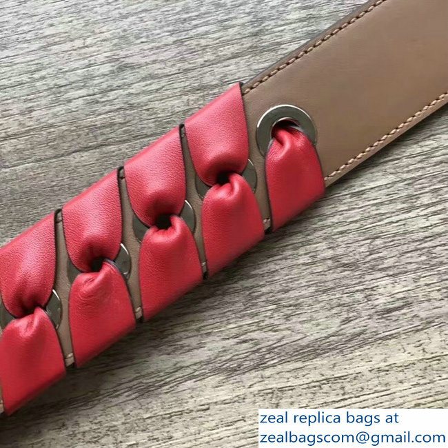 Fendi Leather Long Shoulder Strap You Threading Bow Brown