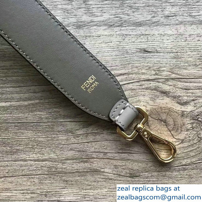 Fendi Leather Long Shoulder Strap You Threading Bow Gray