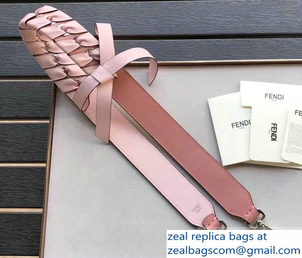 Fendi Leather Long Shoulder Strap You Threading Bow Pink