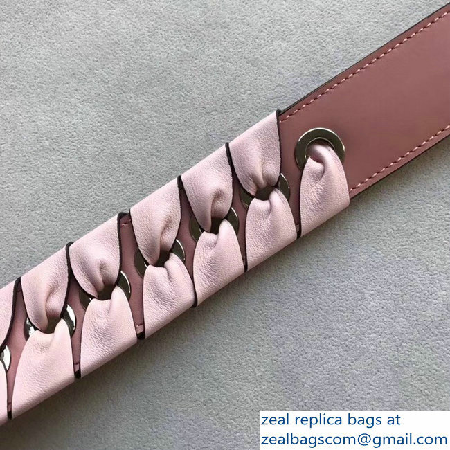 Fendi Leather Long Shoulder Strap You Threading Bow Pink