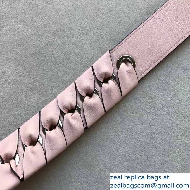Fendi Leather Long Shoulder Strap You Threading Bow Pink