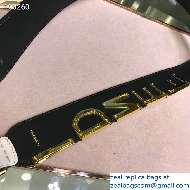 Fendi Leather Long Shoulder Strap You White/Gold Logo