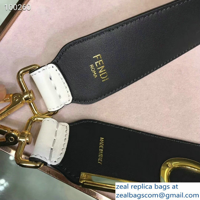 Fendi Leather Long Shoulder Strap You White/Gold Logo