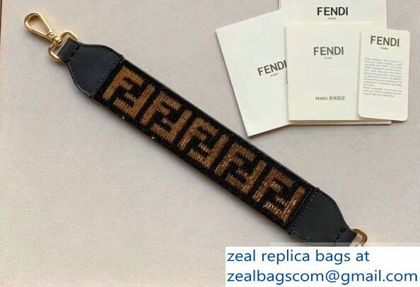 Fendi Leather Mini Short Shoulder Strap You Black/Sequins