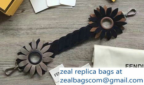Fendi Leather Mini Short Shoulder Strap You Daisy Flowers Black